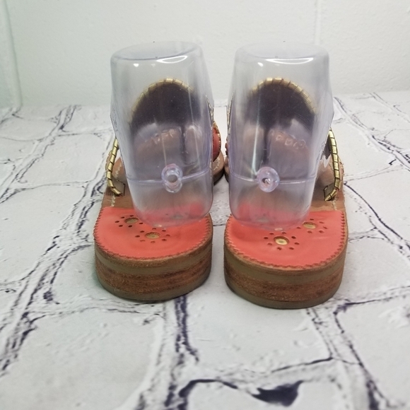 Jack Rogers Nantucket fire coral gold leather flip flop sandals - Picture 10 of 10